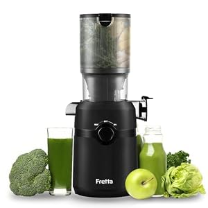 Fretta Entsafter, Slow Juicer mit 108MM Breite und Größere Fütterungsröhre, Füllvolumen für ganze Gemüse und Obst, BPA-frei Tritan-Material Entsafter, Einfacher Installation, 200W