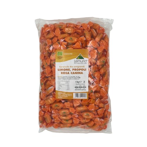 Lemuria - Caramelos Orgánicos Artesanales - Beneficiosos para el bienestar de las vías respiratorias, Sabor Agradable - Limón, Propóleo, Rosa Mosqueta - 1 kg