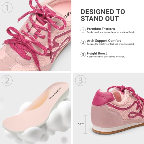 DREAM PAIRS Women's Retro Tennis Fashion Sneakers,Pink,11 - image 7