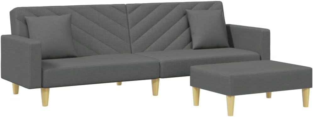 Sofa Bed Dark Grey Fabric (100% Polyester) Living Room Furniture