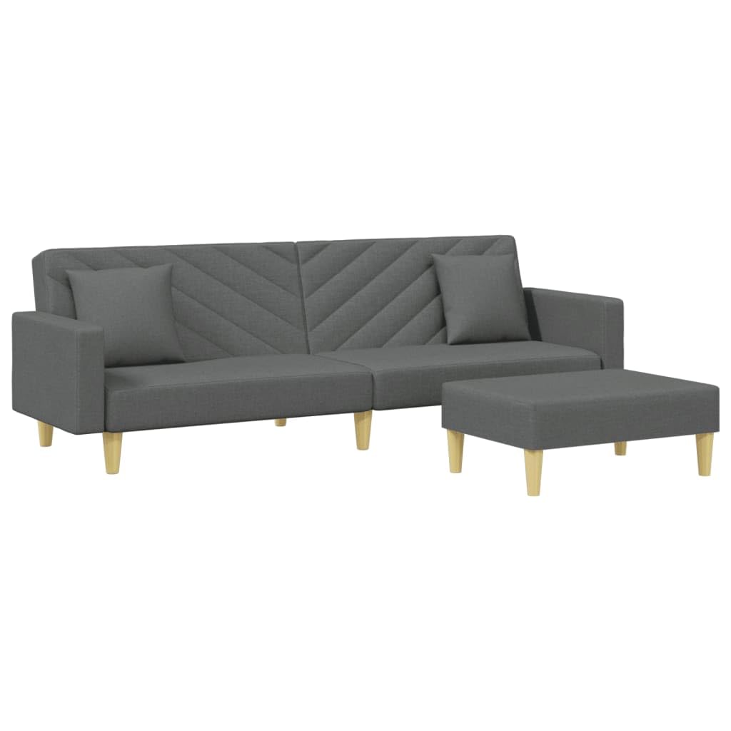 Homgoday Sofá Cama de 2 plazas con Almohadas y Taburete Tela Gris Oscuro, Sillones de Televisión, Sofás de Descanso Relax, Sofas De Salon, Hogar Sofa Muebles，Asientos Tapizados para Salón