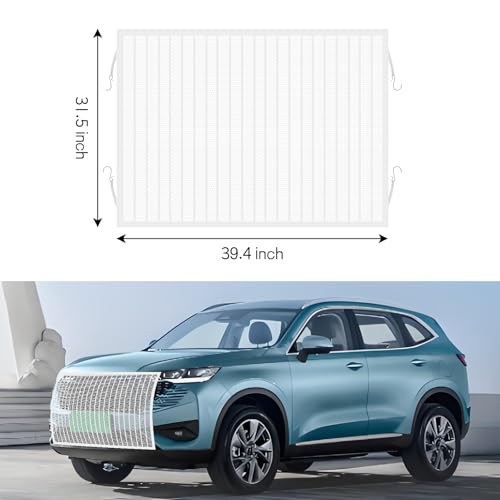 Image of Wuyaoyao Car Grille Protection Net, 39.4 inchx31.5 inch High-Density Front Grill Air Intake Mesh Dustproof Net with Hooks, Car Grill Mesh Blocks Stones Leaves Dirt, Universal Car Accessories (Regular: White)