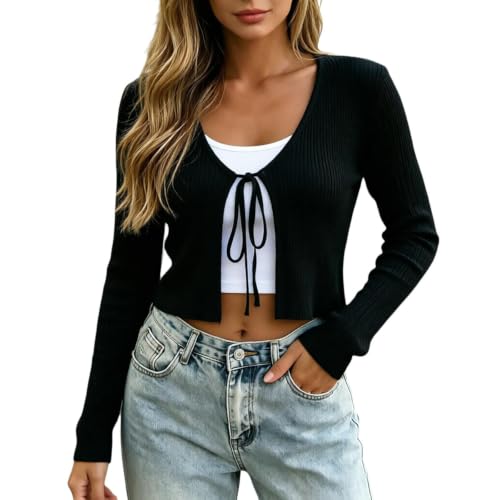 Women's Cardigan Thin Sweater Cropped Long Sleeve Knit Clothing - image 1
