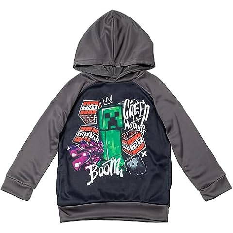 Minecraft Creeper Mob Big Boys Athletic Pullover Hoodie Black/Dark Grey 10-12 Cover