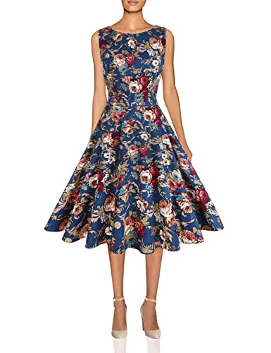 OWIN Women's Vintage 1950's Floral Spring Garden Rockabilly Swing Prom Party Cocktail Dress