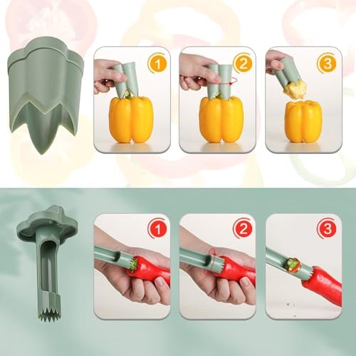 Descaroçador de pimenta 2 em 1, 2024 atualizado 2 em 1, removedor de sementes de pimentão, removedor