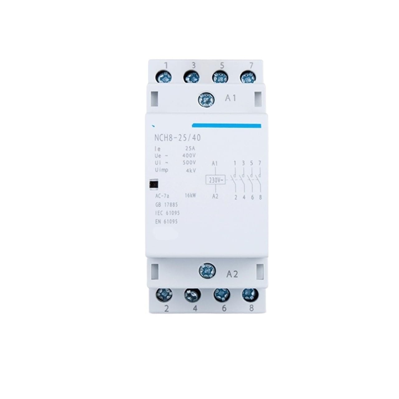 Contacteur triphasé Rail DIN NCH8 25A 220V pour tableau modulaire