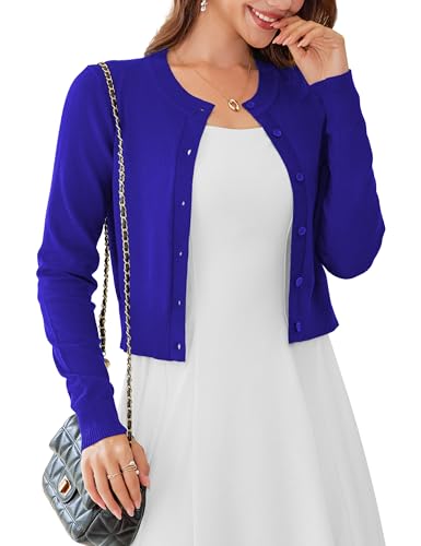 Image of LETDIOSTO Cropped Cardigan Bolero Shrug for Women, Button Down Long Sleeve Knit Sweater for Dresses,for Jeans, XS to XL