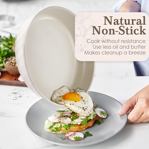 RIOVARM Antiaderente Set di padelle con coperchi Induzione Set di padelle con manico resistente al calore In granito Padella per omelette senza PFOA In marmo Set di pentole 20cm 24cm 28cm - immagine 4