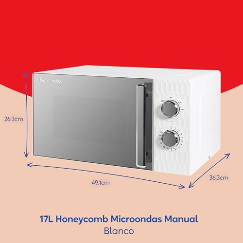 Russell Hobbs Honeycomb RHMM715 Solo Mikrowelle, 17 Liter, 700W, Weiß, mit 5 Leistungsstufen, Integriertem Timer und Auftaufunktion – Bild 4