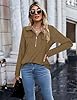 Gemulate Loose Long Sleeve Tops for Women UK Plus Size Polo Neck Shirts with zips Blouse Tunics Tops for Leggings Fashion Ladies 3 Quarter Sleeves T Shirt Light Brown XXXL #2
