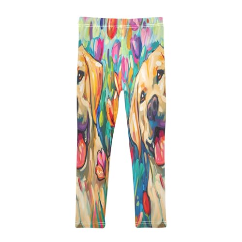 Toddler Girls Leggings Printed Yoga Pants Leggings Lovely and Happy Light Golden Labrador Dog for Kids2