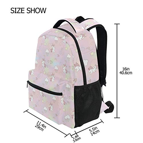 Sac à dos licorne noir grand format avec poches multiples et motif étoile arc-en-ciel