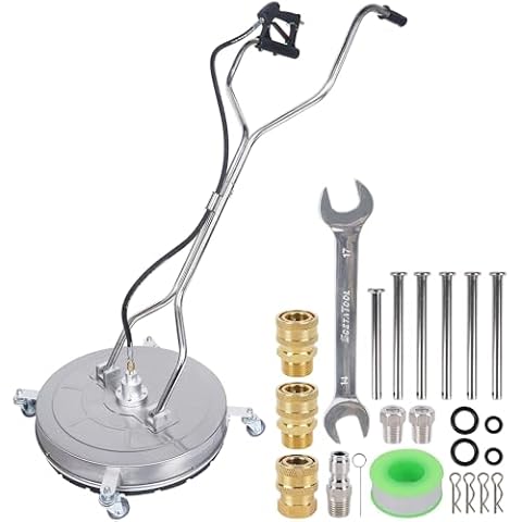 Biswing 24" Pressure Washer Surface Cleaner with Dual Handle & 4 Wheels, Stainless Steel Power Washer Housing Accessory for Driveways Decks Sidewalks Patios Cleaning Cover
