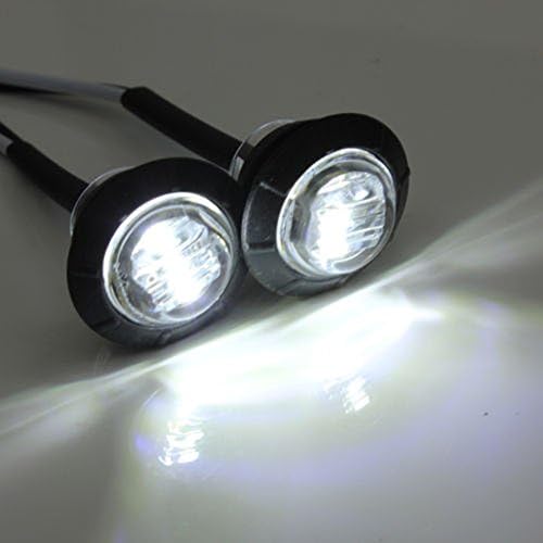 Ricoy 3/4" Round White LED Front Rear Side Marker Indicators Light Waterproof Bullet Clearance Marker Light 12V for Car Truck (Pack of 10)