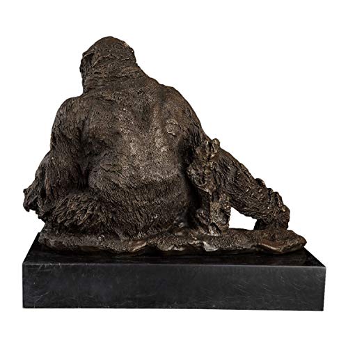 Bronze Mother Gorilla Cuddling Her Baby Statue Sculpture Wild Animal Monkey Art Home Decor #TOP3