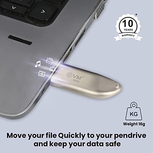 EVM EnStore+ 32GB Metal USB 3.2 Pendrive - High Performance with up to 100MB/s Read - Durable Metal Casing - Ideal for Fast Data Transfer and Storage Solution - 10 Year Warranty - (EVMPD3.2/32GB) 5 41mMcBSPXQL