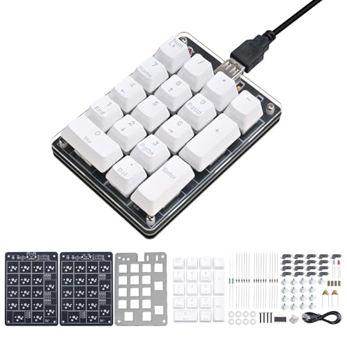 Icstation Numeric Keypad Soldering Practice Kit 17 Key USB Hot-Swappable Blue Switches Mechanical Number Pad with PBT Keycaps STEM Soldering Project for School Learning Hobbyists Laptop PC Computer
