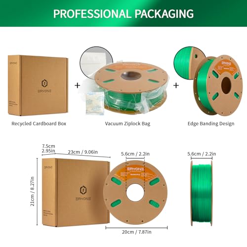 Image of ERYONE PLA Filament 3D Printer PLA Filament 1.75mm + /- 0.03mm, PLA Filament 1KG Cardboard Spool(2.2LBS), Green