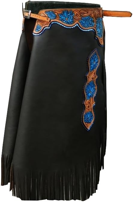 Small Size Western Leather Chinks Basket Weave Hand Tooled Yoke for Men Women Kids Custom ST-CHI-048