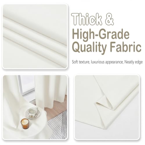 Image of Ivory Window Curtains 84 Inches Long 2 Panels, Soft Fabric Thermal Insulated Light Filtering Curtains for Bedroom Living Room, Dual Rod Pocket Design Modern Window Drapes, 2x40Wx84L Inches