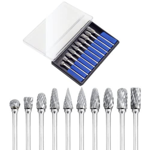 Set de fresas de carburo con corte doble y 1/8" de eje, 10 piezas miniatura 1