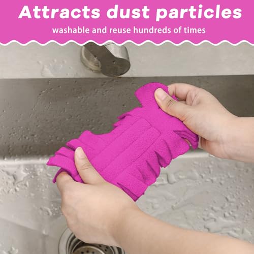 Image of Zubebe 6 Pcs Reusable Duster Refills Fleece,Peach Red | Soft Polyester Fiber Flat Duster Refill Multi Surface Washable Cleaning Pad Tools for Home, Blinds, Car, Pet, Furniture, Fans