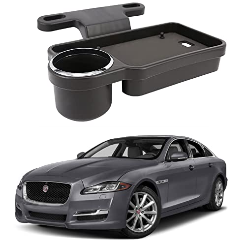 Image of Oshotto (FT-04) Foldable Car Auto Headrest Rear Back Seat Table Drink Food Cup Tray Holder Compatible with Jaguar XJ - Black