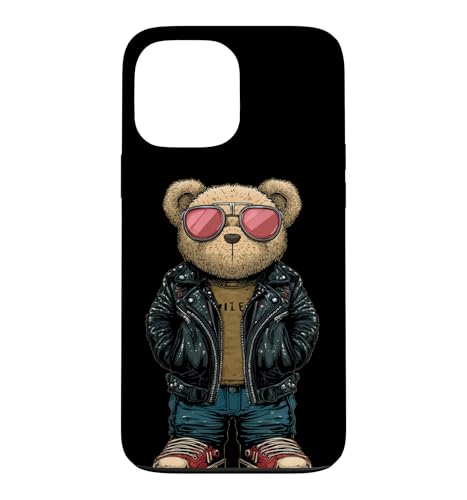 Bad Teddy Bear Look in Black Leather Jacket �R�X�`���[�� �X�}�z�P�[�X iPhone 13 Pro Max �p