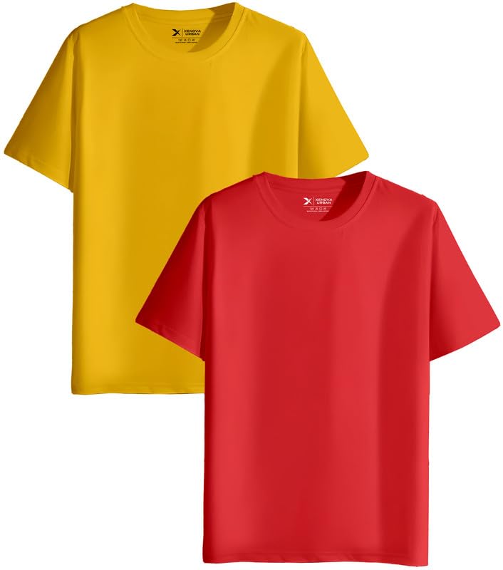 Image of XENOVAURBAN Unisex Regular Cotton Combo of 2 Solid Color Tshirt