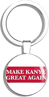 Make Kanye Great Again (west Hip hop Anti Trump Funny) Double Sided Stainless Steel Keychain Key Ring Chain Holder Car/Key Finder