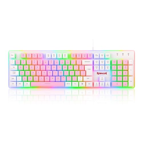 TECLADO GAMER MEMBRANA DYAUS 2 RGB ROSA COM BRANCO