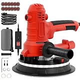Levigatrice per Muri 800W, 1200-2300 giri/min Levigatrice a Secco Velocità Regolabile, con Aspirazione Polvere Automatica, Luce LED e 12 Dischi Abrasivi Inclusi