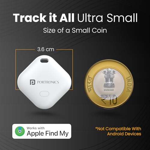 Image of Portronics LOCA Item Finder with Upto 1 Year Battery Life, Bluetooth Tracker,MFi Certified, Item Locater for Keys, Wallets, Luggage, Gadgets etc,Only iOS Compatible with Apple Find My App