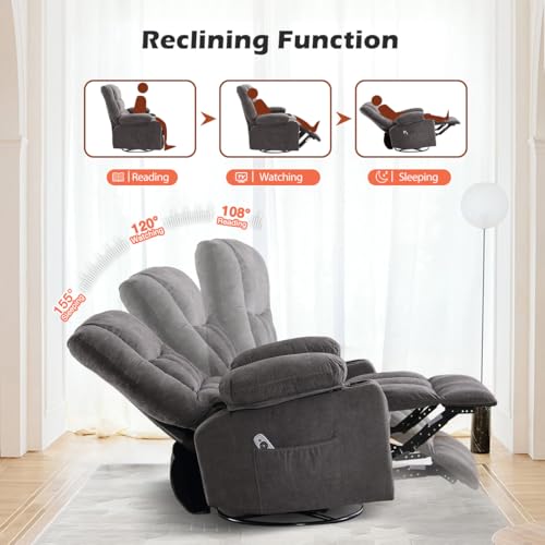 Sillón reclinable gris con estructura metálica miniatura 4