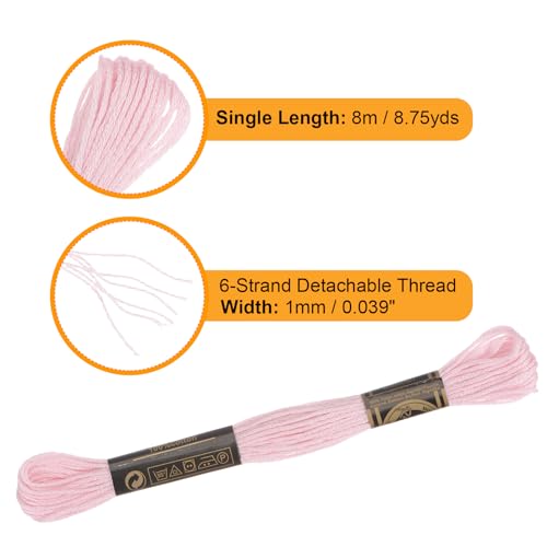 Image of HARFINGTON 12 Skeins Embroidery Floss 8.75yds(8m) Egyptian Long-Staple Cotton Cross Stitch Thread for Sewing DIY Bracelet Yarn String and Crafts, Nude Color(6023)