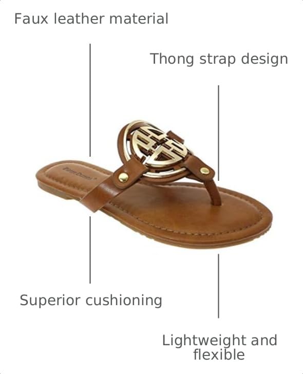 Image of Pierre Dumas Women's Medallion Vegan Slide Thong Flip Flop Flat Sandal