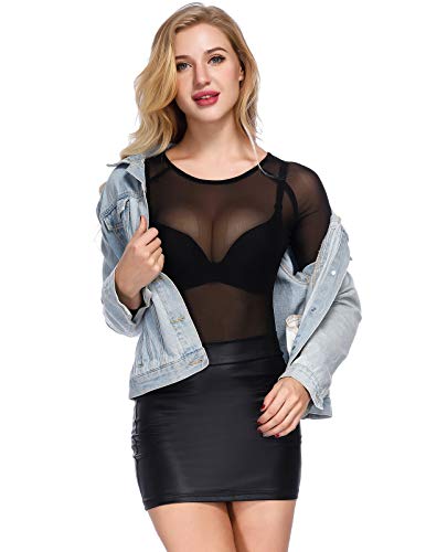 Shiny Tight Mini Skirt For Women Night Out Wear Black Size M Kk858-1 #TOP4
