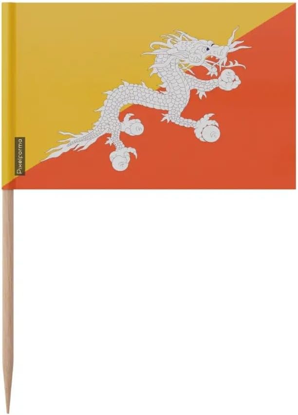 Bhutan Flag Toothpicks in Various Sizes 100 Pieces 6.5 cm
