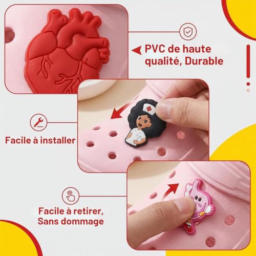 40 Pcs Brooch Pins for Crocs pour Sabots, Themes Varies, PVC Durable – vue 3