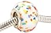 Beadaholique Murano Style Glass Lampwork Pandora Compatible Beads, 13mm, White with Confetti