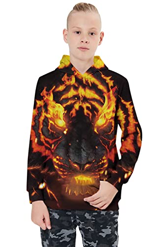 Unicomidea 9-10 Years Hoodies 3D Tiger Sweatshirt For Big Boys Daily School Kids Outerwear Clothes Size 10 Fashion Animal Pullover Girls Outfits #TOP2