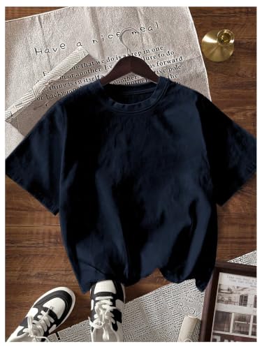 Image of RoseSeek Women's Graphic Letter Tee Crew Neck Drop Shoulder Trendy Summer T Shirt Short Sleeve Vintage Car Print Top