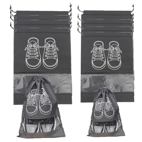 15 Paia di Borse per Scarpe per Bagagli da Viaggio, Organizzazione e Trasporto, Borse per Scarpe Riutilizzabili Antipolvere e Impermeabili con Finestra Trasparente e Cordoncino (Gr grigio. large30pcs