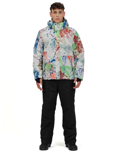 HOTIAN Conjunto de chaqueta y pantalones de esquí para hombre, traje de snowboard impermeable para exteriores, chaquetas de nieve de invierno resistentes al viento, traje de nieve de montaña, XL - imagen 2