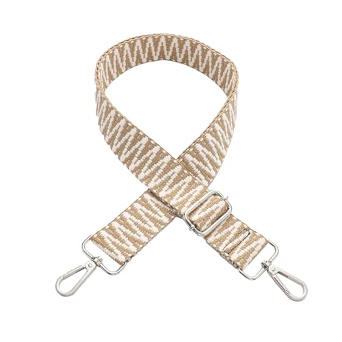 Whakano Verstellbar Schultergurt für Taschen,3,8cm Breit Taschengurt,Längenverstellbarer 75-145cm Schulterriemen,Ersatz Taschenriemen Schultergurt,für Duffel Laptoptasche,Beige,Silberne Schnalle