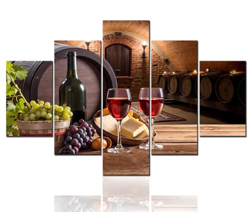 Wine Cellar Canvas Wall Art Wine Bottle and Glass Picture