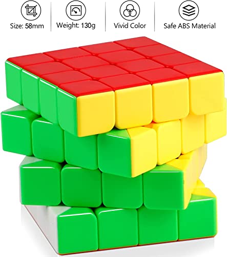 Image of Magic Cube 4x4x4 - Smoothly Stickerless High Speed for Kids, Speedy Stress Buster Brainstorming Puzzle Game, Mind Games for 14 Years and Up, Multi