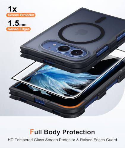 Image of FNTCASE for iPhone Duo Case Black: Translucent Fit for MagSafe