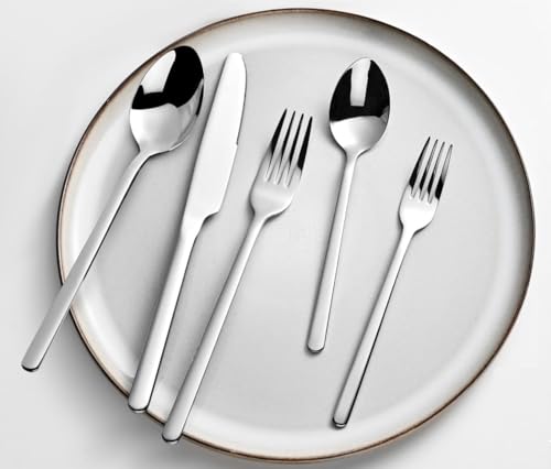 Image of KINGSTONE Silverware Set, 10 Piece Flatware Cutlery Set for 2, 18 /10 Stainless Steel Silverware Mirror Polished Dishwasher Safe for Home, Restaurant, Wedding, Party